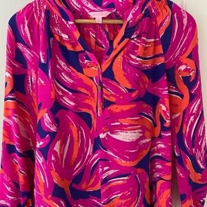 Lilly Pulitzer Vibrant Pink and Orange Blouse